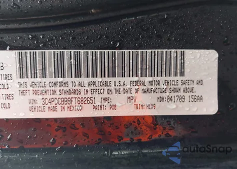 2015 Dodge Journey Sxt from USA, damaged, VIN 3C4PDCBB9FT682651